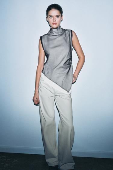 TOP COMBINADO EFECTO DOBLE - Blanco / Negro de Zara