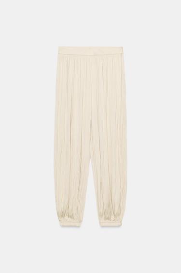 SATIN SAROUEL TROUSERS - Beige by Zara