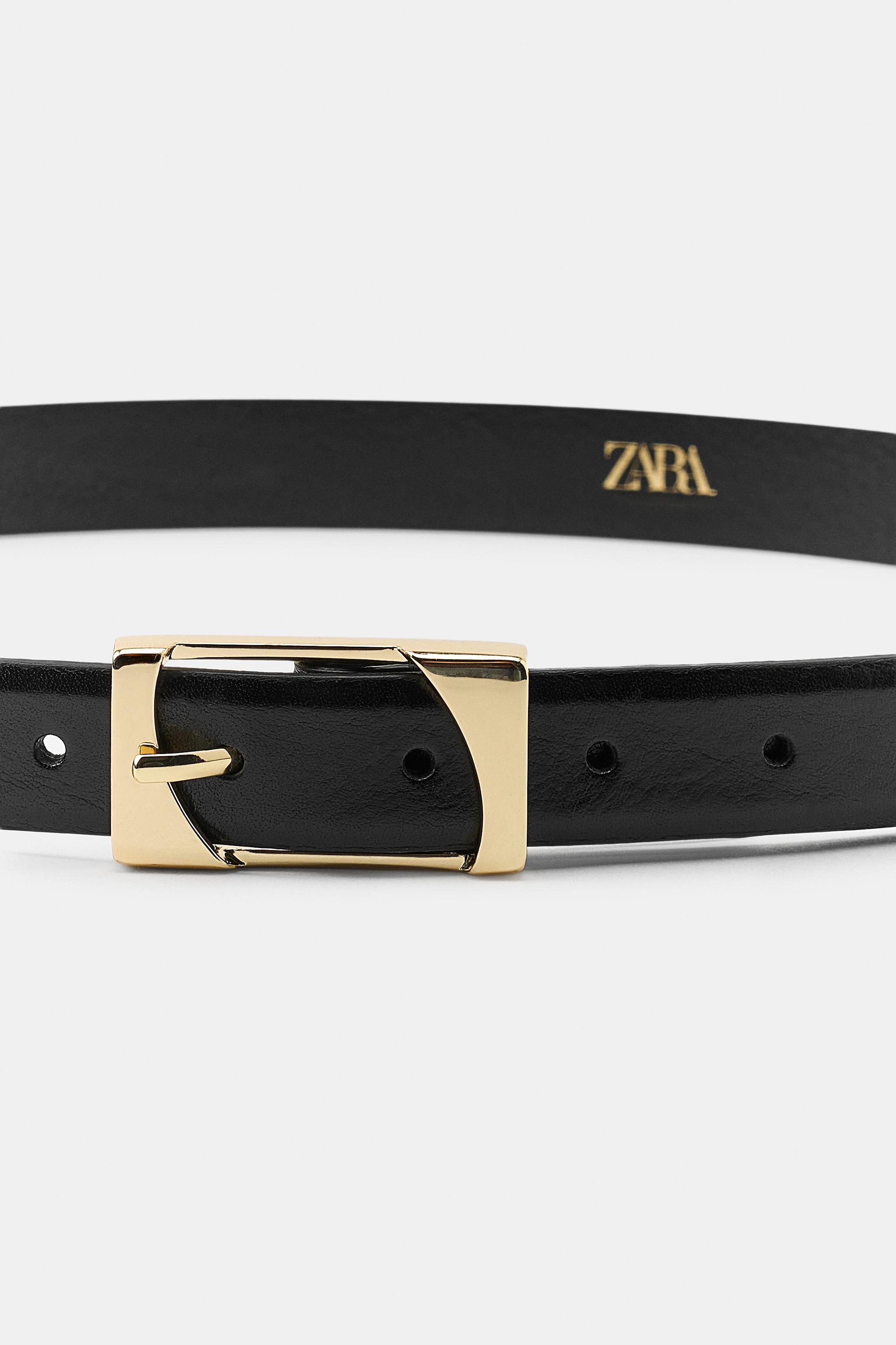 Женские ремни Zara 100% LEATHER RECTANGULAR BUCKLE BELT — фото 4