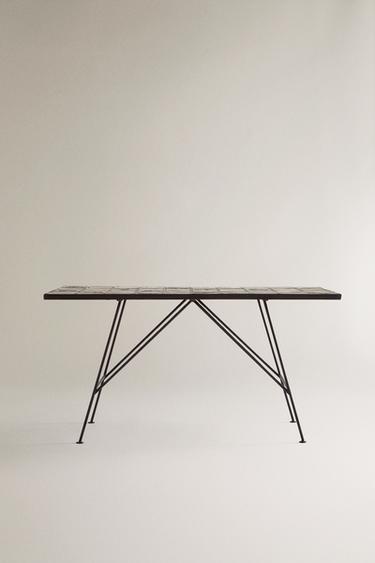 MESA COM TAMPO DE MOSAICO - Marrom / Cru da Zara - Imagem 0