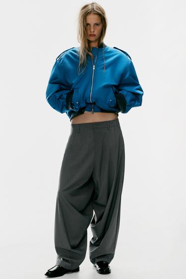PINSTRIPE VOLUME PANTS — Gray 1