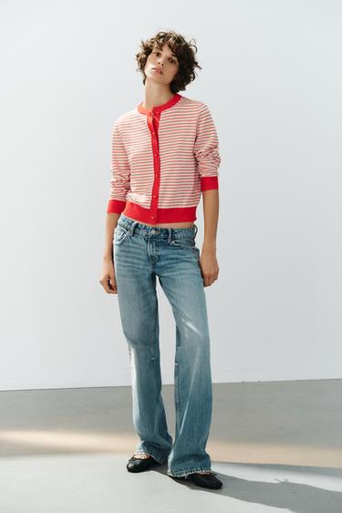 CHAQUETA PUNTO RAYAS BOTÓN CORAZÓN - Multicolor de Zara - Imagen 0