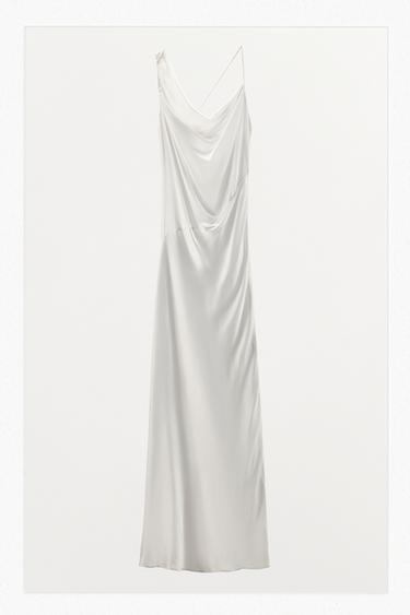 Zaras GLÄTTAD KLÄNNING MED ÖPPEN RYGGEN - Ljus naturfärg