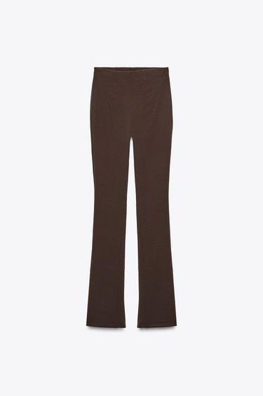 ELASTICATED LEGGINGS WITH ZIP - Dark brown by Zara - Image 4