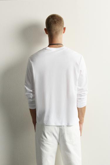 T-SHIRT RELAXED FIT À MANCHES LONGUES - Blanc de Zara - Image 2