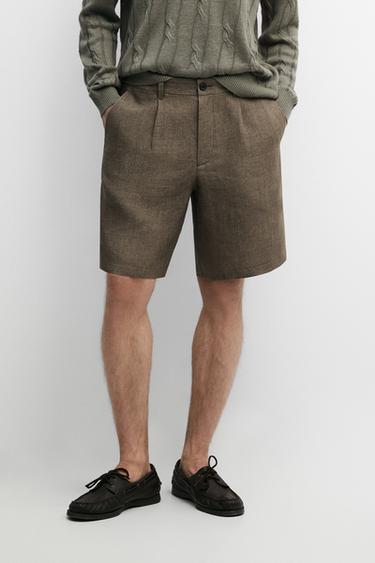 Zara 100% linen darted Bermuda shorts - 598