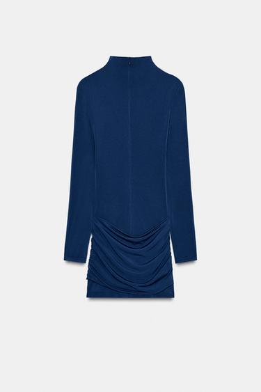 SHORT VELVET DRESS WITH SASH - Ink blue by Zara - Image 3