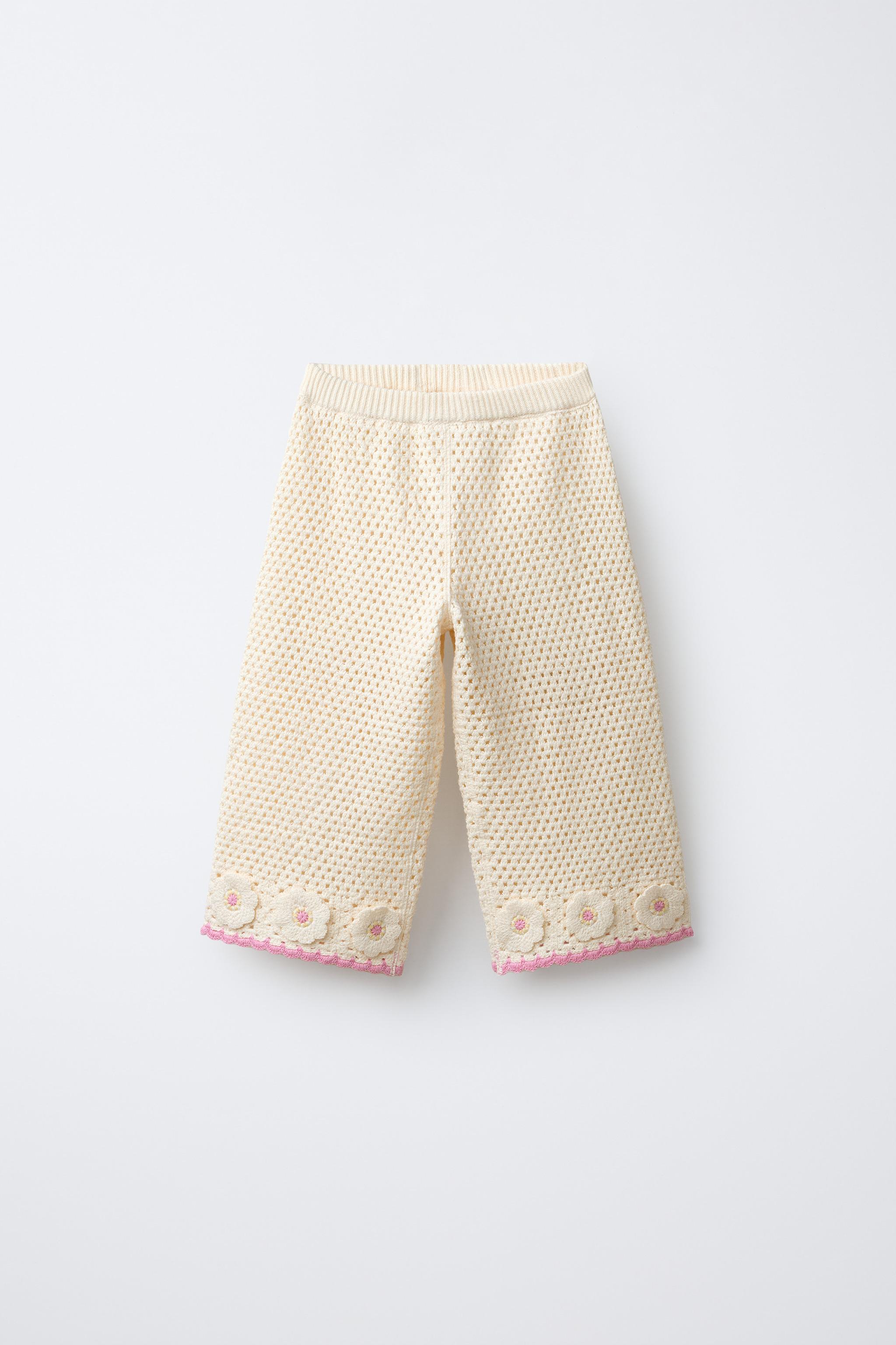 PANTALON JUPE-CULOTTE EN MAILLE CROCHET FLEURS