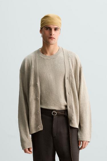 100% LINEN LIMITED EDITION CARDIGAN - Light beige by Zara