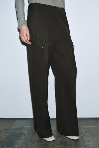 ZW COLLECTION LIMITED EDITION CARGO TROUSERS WITH ZIP - Dark khaki by Zara