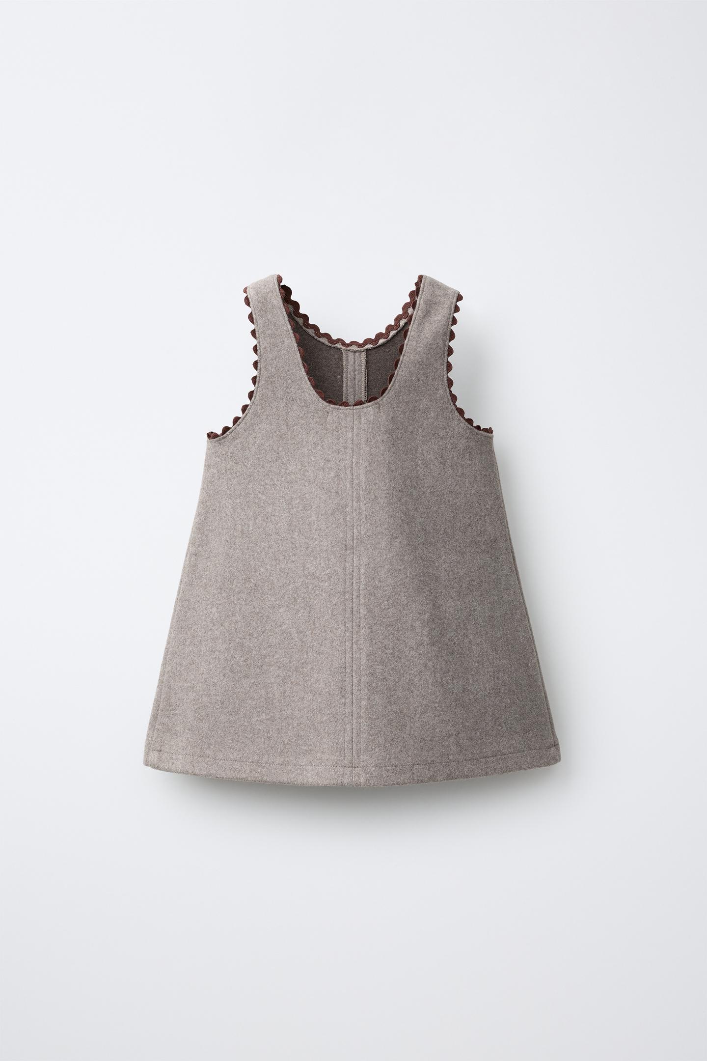 Детское платье Zara Wave Trim Pinafore, цвет: Песочный — фото 2