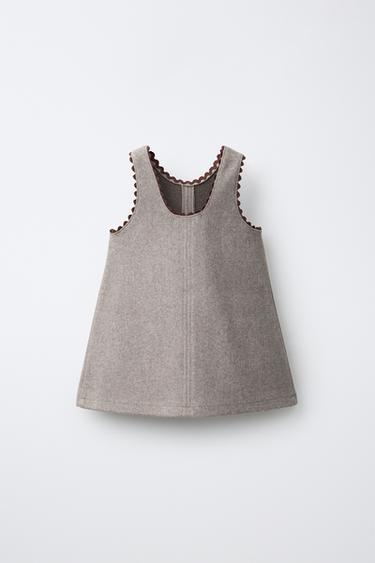 WAVE TRIM PINAFORE DRESS — Sand 2