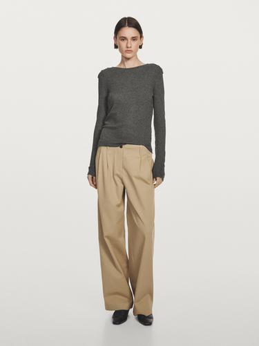 Zara Knit T-shirt with shoulder detail - Gray marl