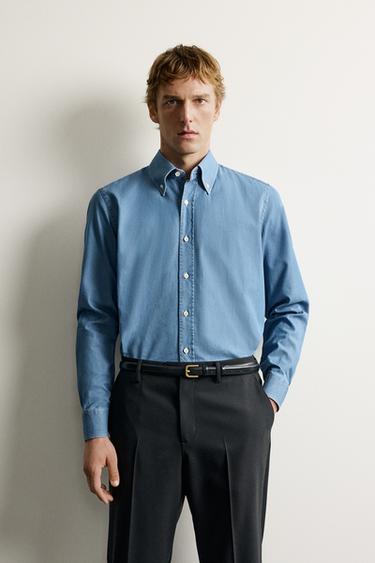 SANTA EULALIA 1843 X ZARA WASHED INDIGO CHAMBRAY SHIRT — Light indigo 1