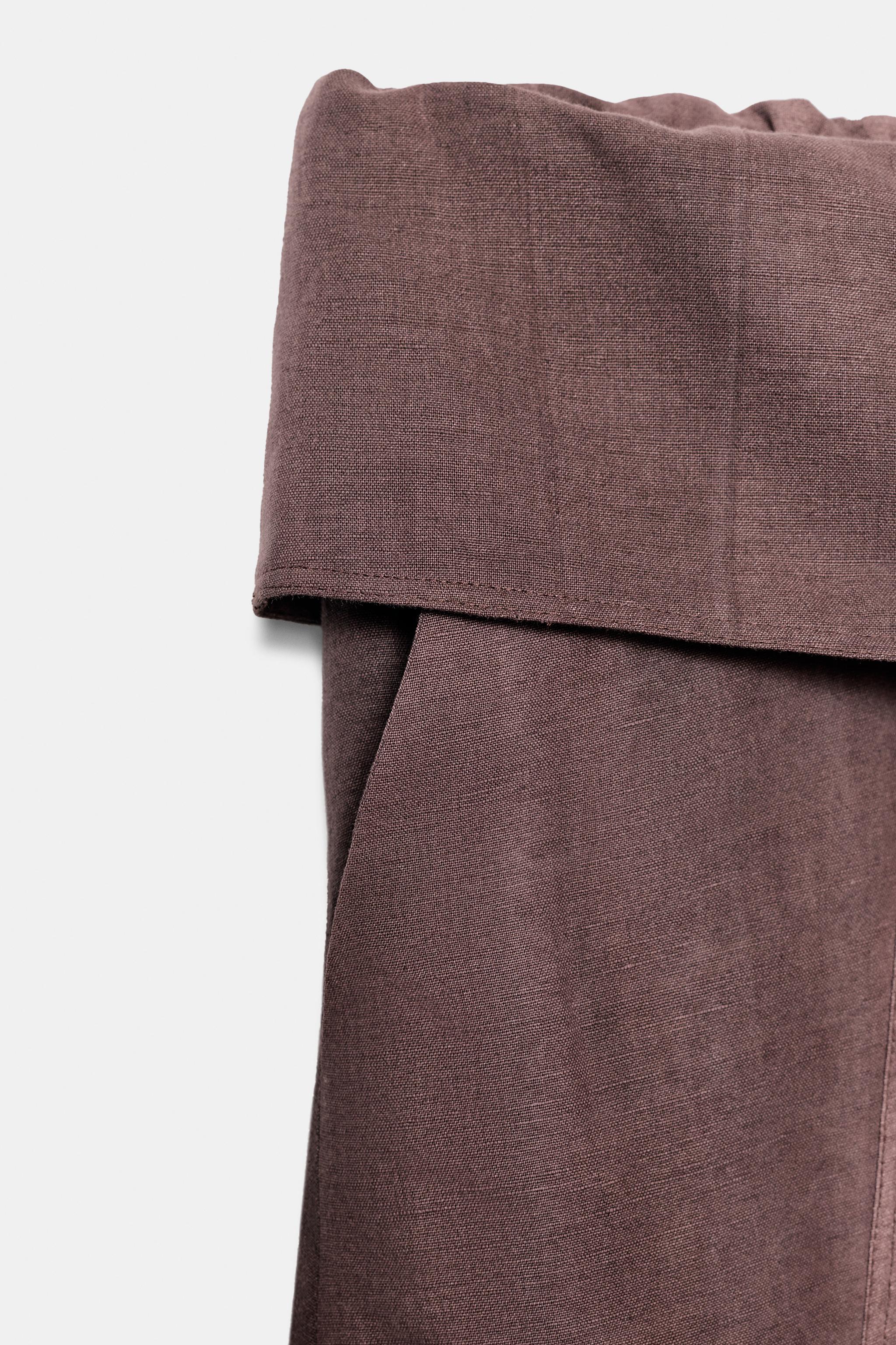Женские брюки Zara FOLDED WAISTBANDS TROUSERS — фото 4