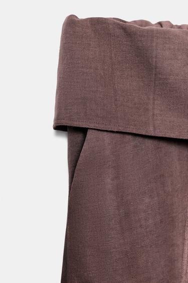 PANTALON TAILLE À REVERS - Marron de Zara - Image 3