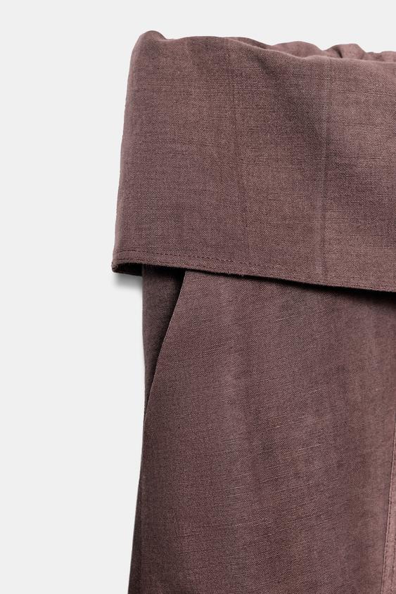 PANTALON TAILLE À REVERS - Marron de Zara - Image 3