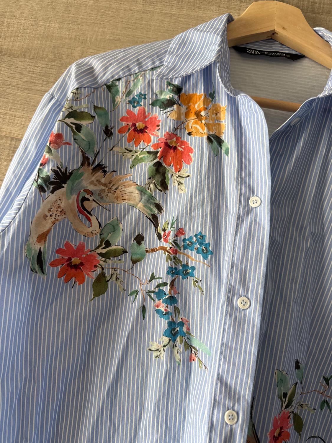 BIRD PRINT STRIPED SHIRT - Image 3