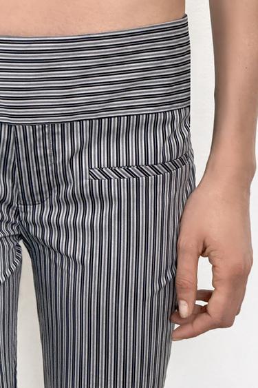 STRIPED FLARE TROUSERS - Black / White by Zara - Image 2