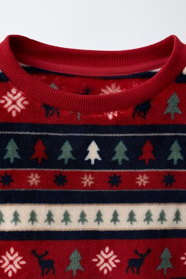 AGES 6-14 / SOFT TEXTURE TREE PRINT PYJAMAS - Red by Zara - Image 5