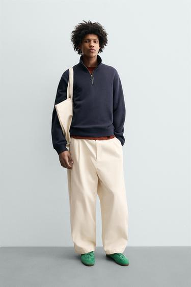 MOLETOM COM GOLA E ZÍPER - Azul-marinho da Zara - Imagem 0
