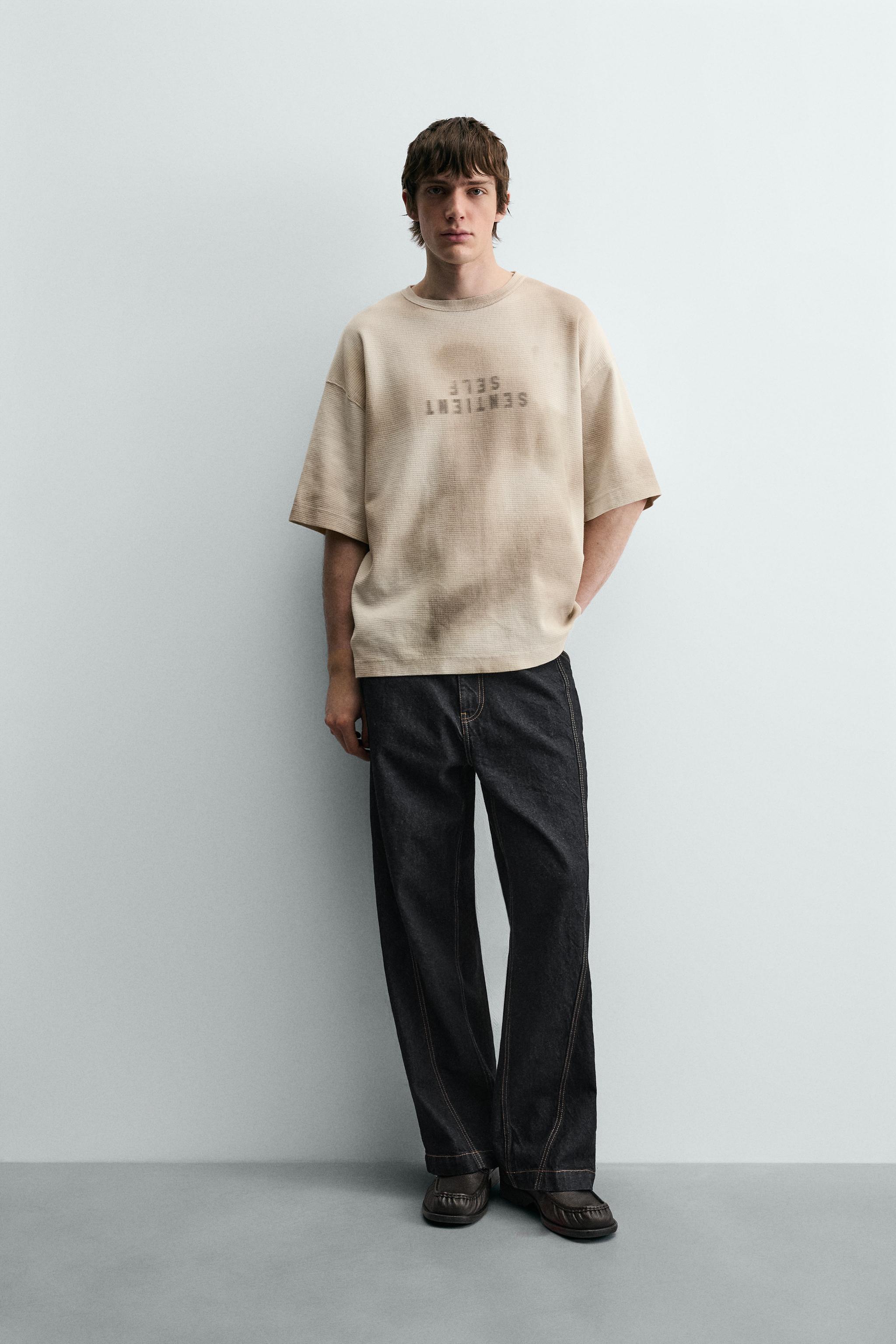 CAMISETA DE MALHA ESTAMPADA SPRAY - Cru | ZARA Brasil