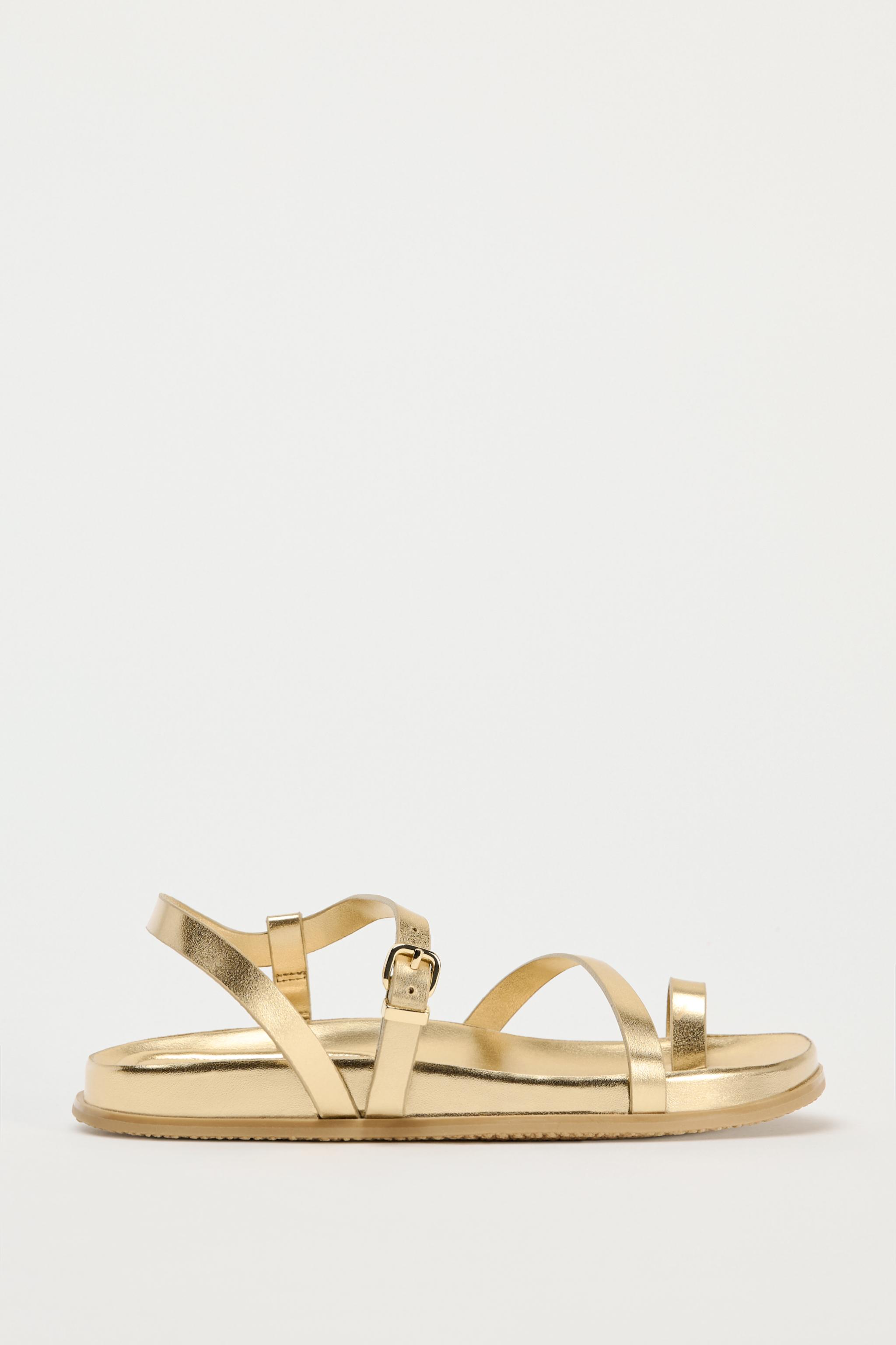 Gold metallic sandals flats store