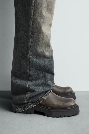 DISTRESSED CHUNKY CHELSEA BOOTS - Brown by Zara - Image 0
