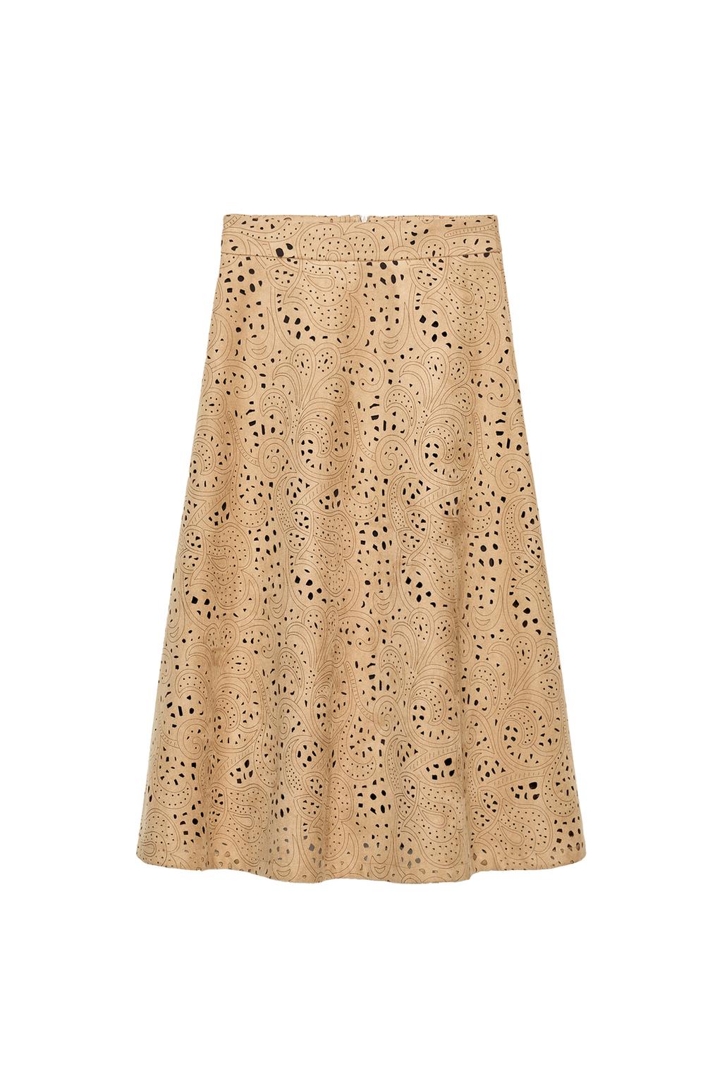 PERFORATED FAUX SUEDE SKIRT