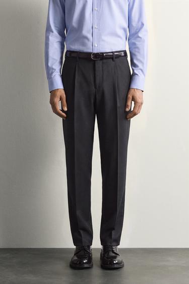 100% WOOL SUIT TROUSERS - Navy blue by Zara
