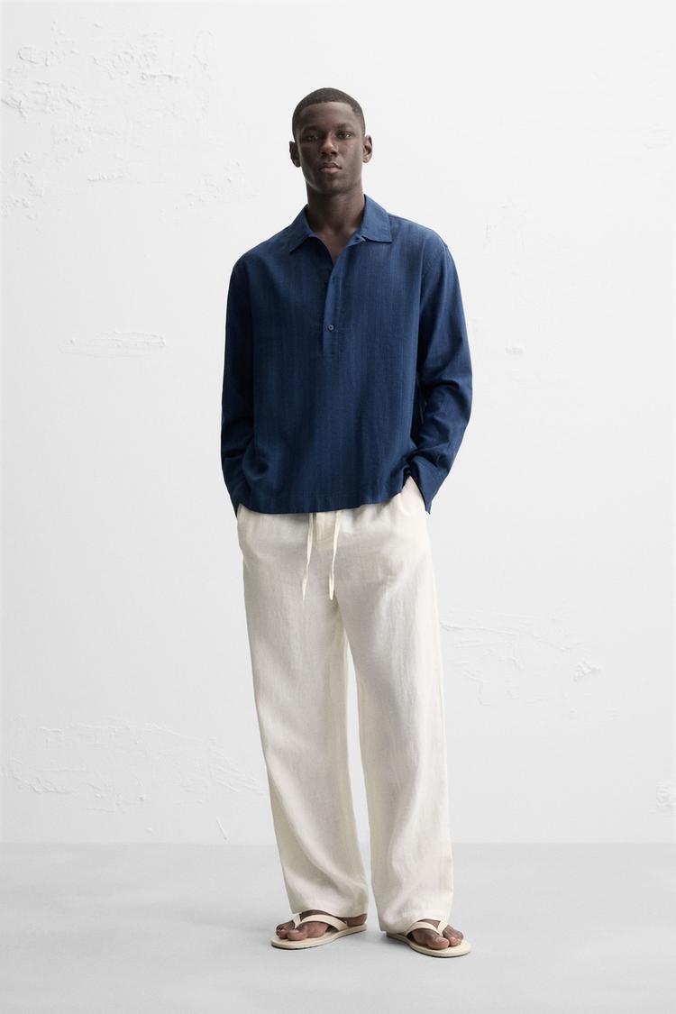 CAMISA POLO RAYAS Azul ZARA España - Main Image