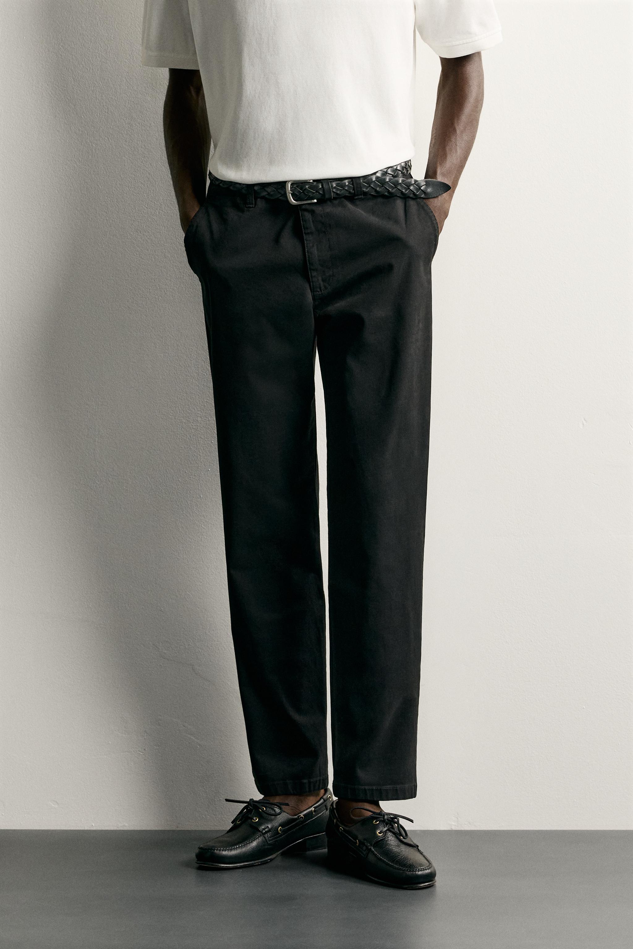 SLIM FIT CHINO PANTS — Black