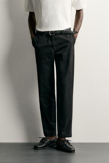 SLIM FIT CHINOS - Black by Zara