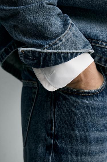 RELAXED FIT DENIM JACKET WITH POCKETS - Mid-blue by Zara - Image 7