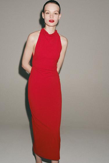 LONG HALTERNECK DRESS - Red by Zara