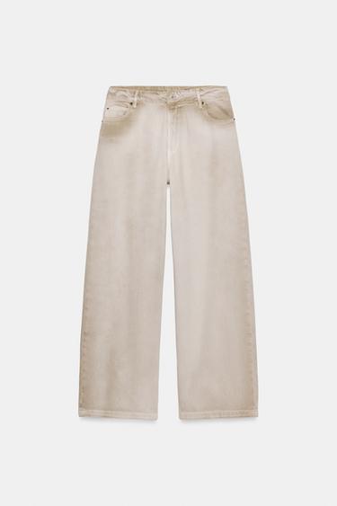 ZW COLLECTION FADED HIGH-WAIST JEANS - Sand by Zara