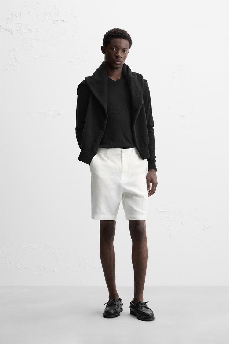 100% LINEN BERMUDA SHORTS