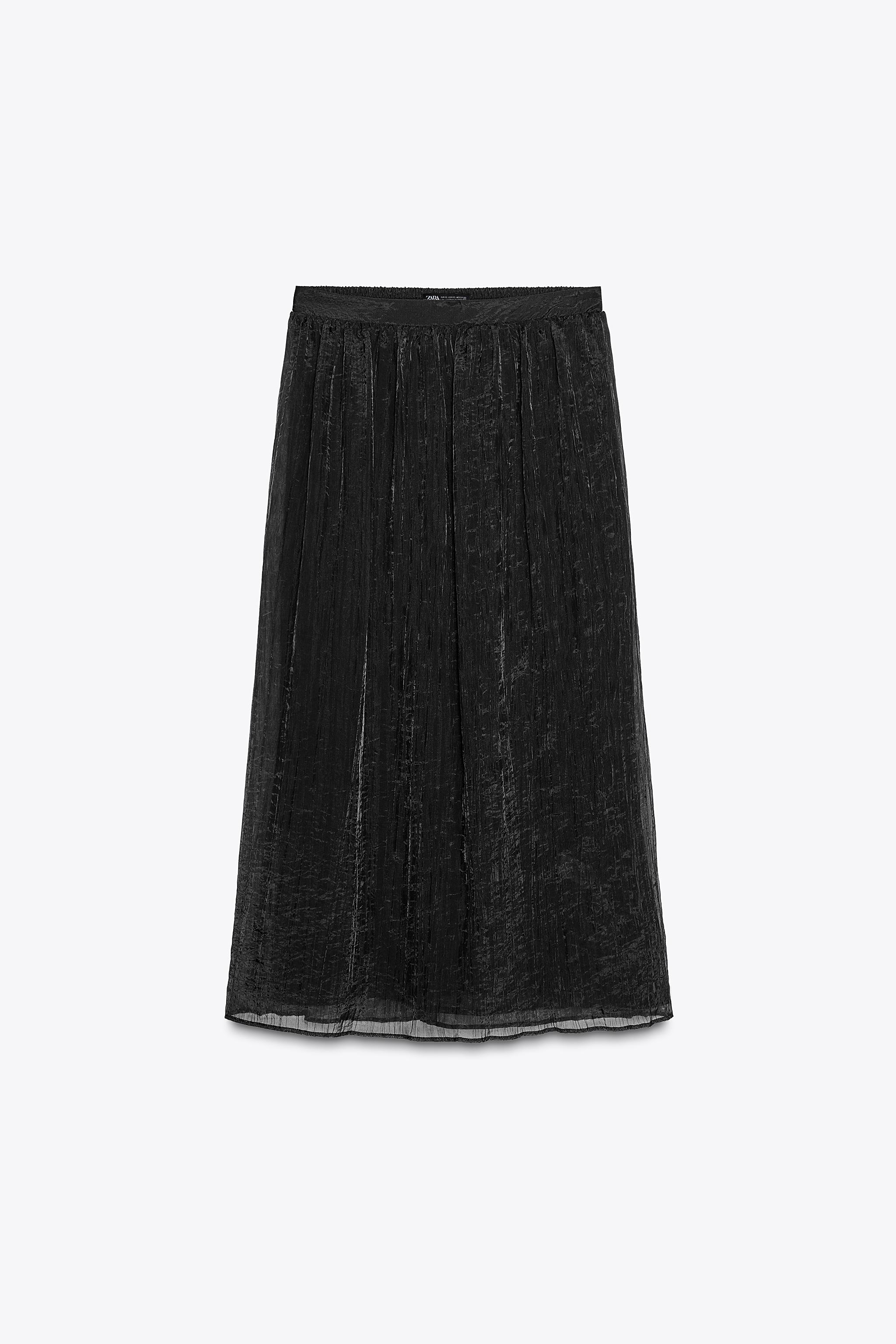 WRINKLED EFFECT MIDI SKIRT
