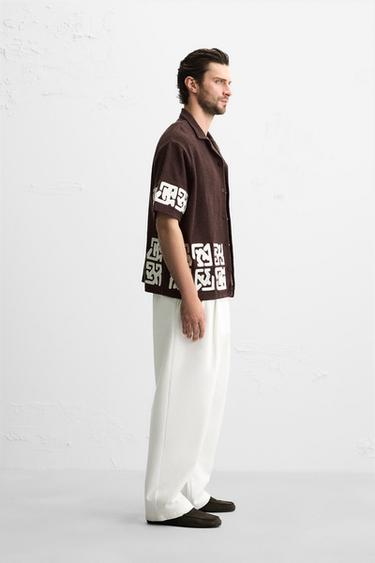 CHEMISE RELAXED FIT BRODÉE - Bordeaux de Zara - Image 4