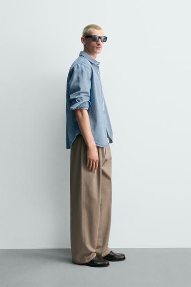CHEMISE EN JEAN LAVÉ REGULAR FIT - Bleu pastel de Zara - Image 3