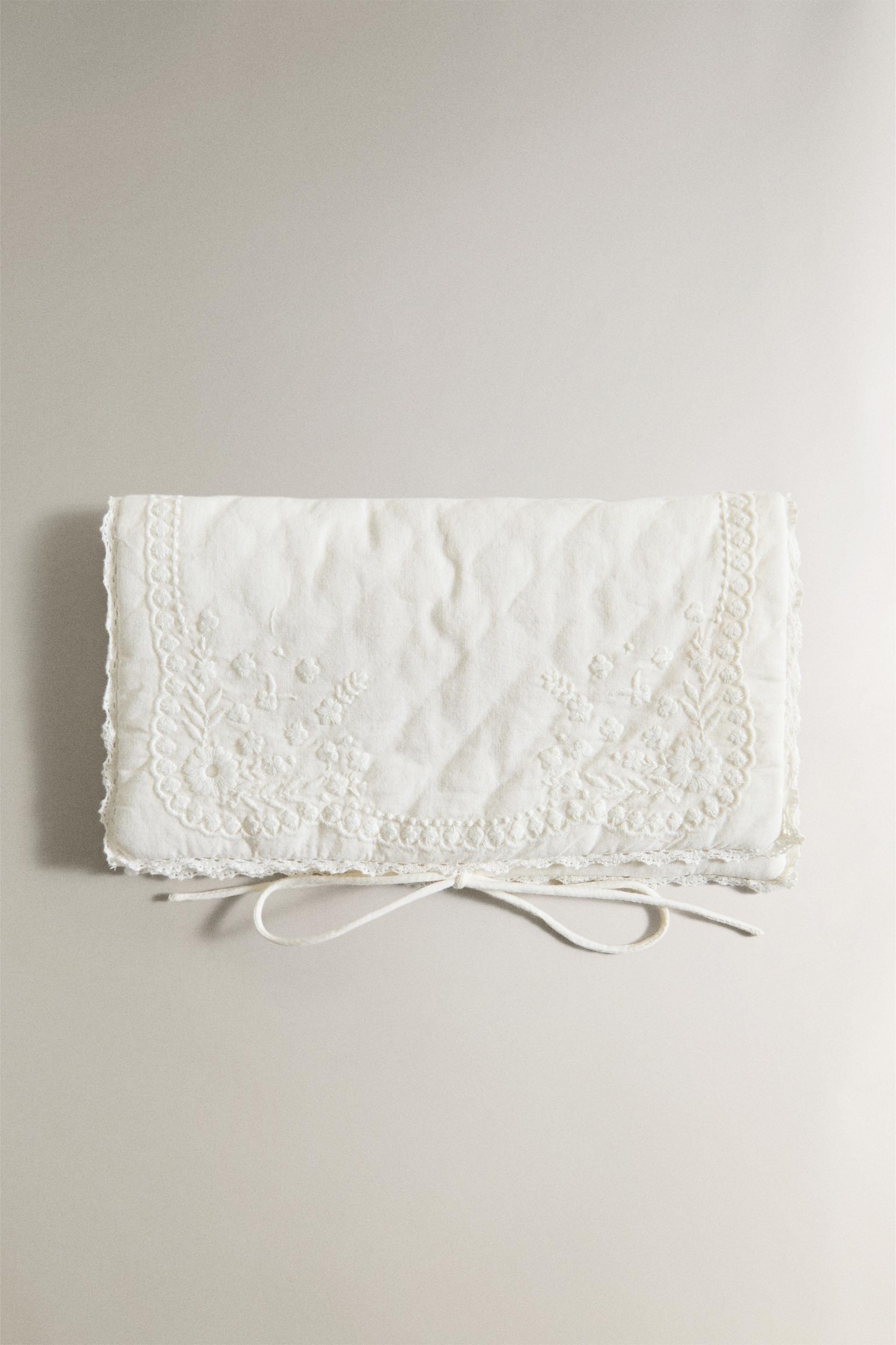 EMBROIDERED COTTON EYE MASK AND BAG SET - Ivory | ZARA United States