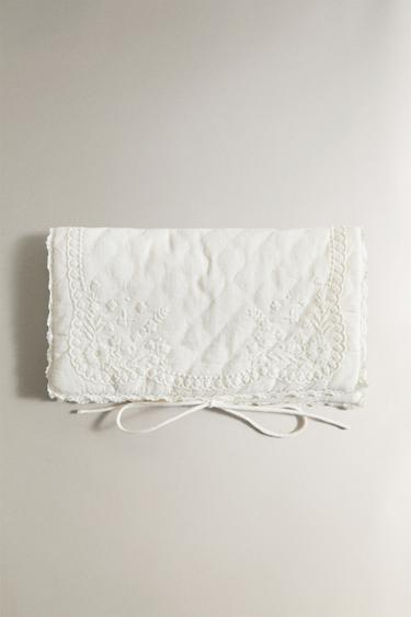 EMBROIDERED COTTON EYE MASK AND BAG SET - Ivory by Zara - Image 0