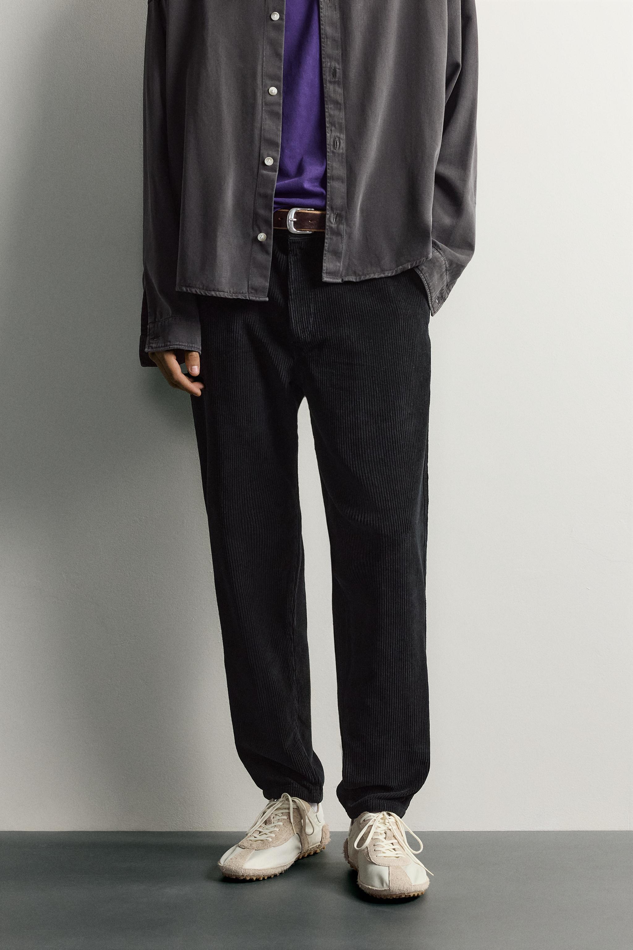WASHED CORDUROY CARROT-FIT PANTS