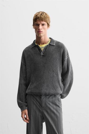POLO PUNTO EFECTO LAVADO - Negro de Zara