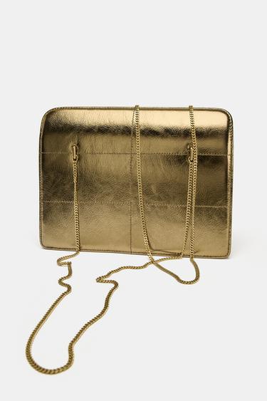 SAC PORTÉ ÉPAULE EN CUIR - Bronze de Zara
