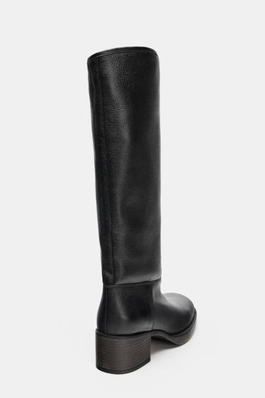 BOTTES À TALONS EN CUIR - Noir de Zara - Image 6