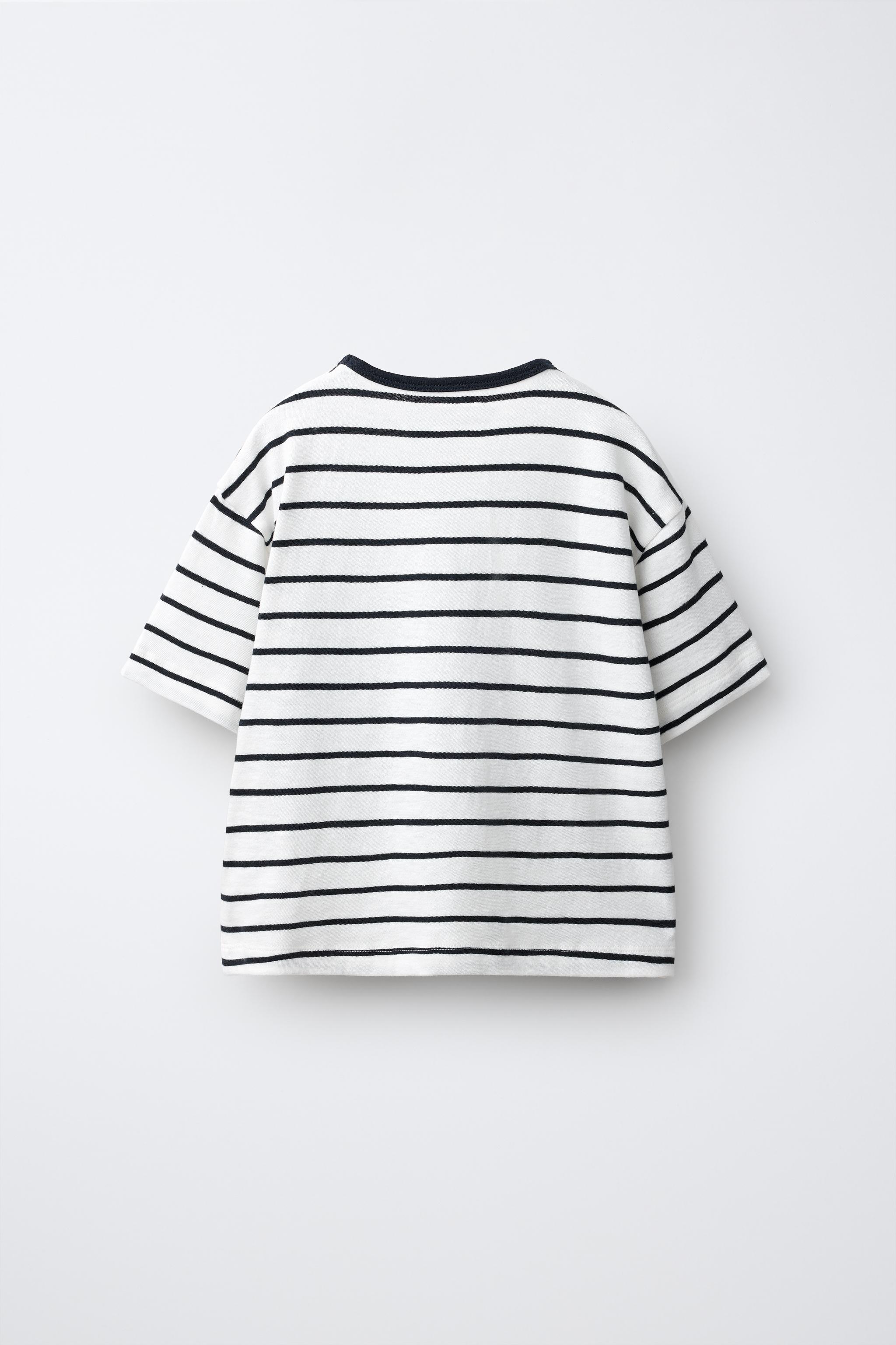 LOOSE FIT STRIPED T-SHIRT — White
