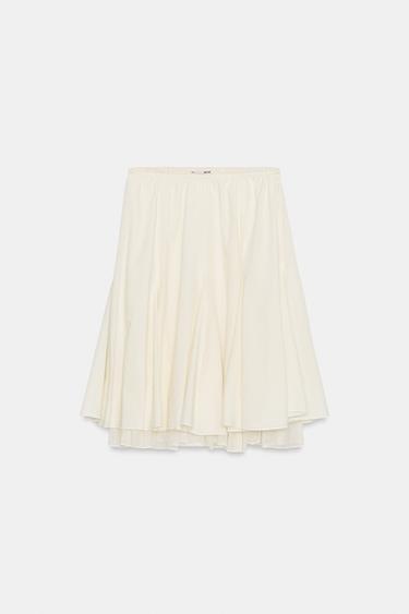 DOUBLE-LAYER MIDI SKIRT - Ecru by Zara
