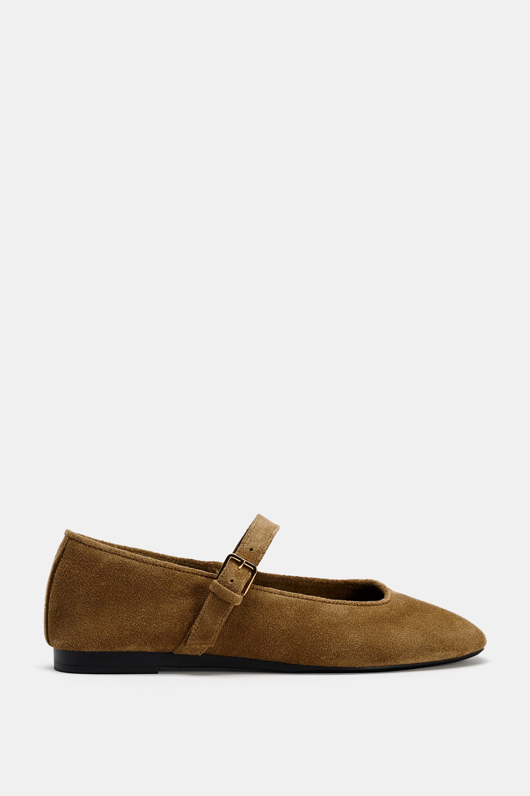 SUEDE BALLET FLATS Dark tan ZARA United States - Main Image