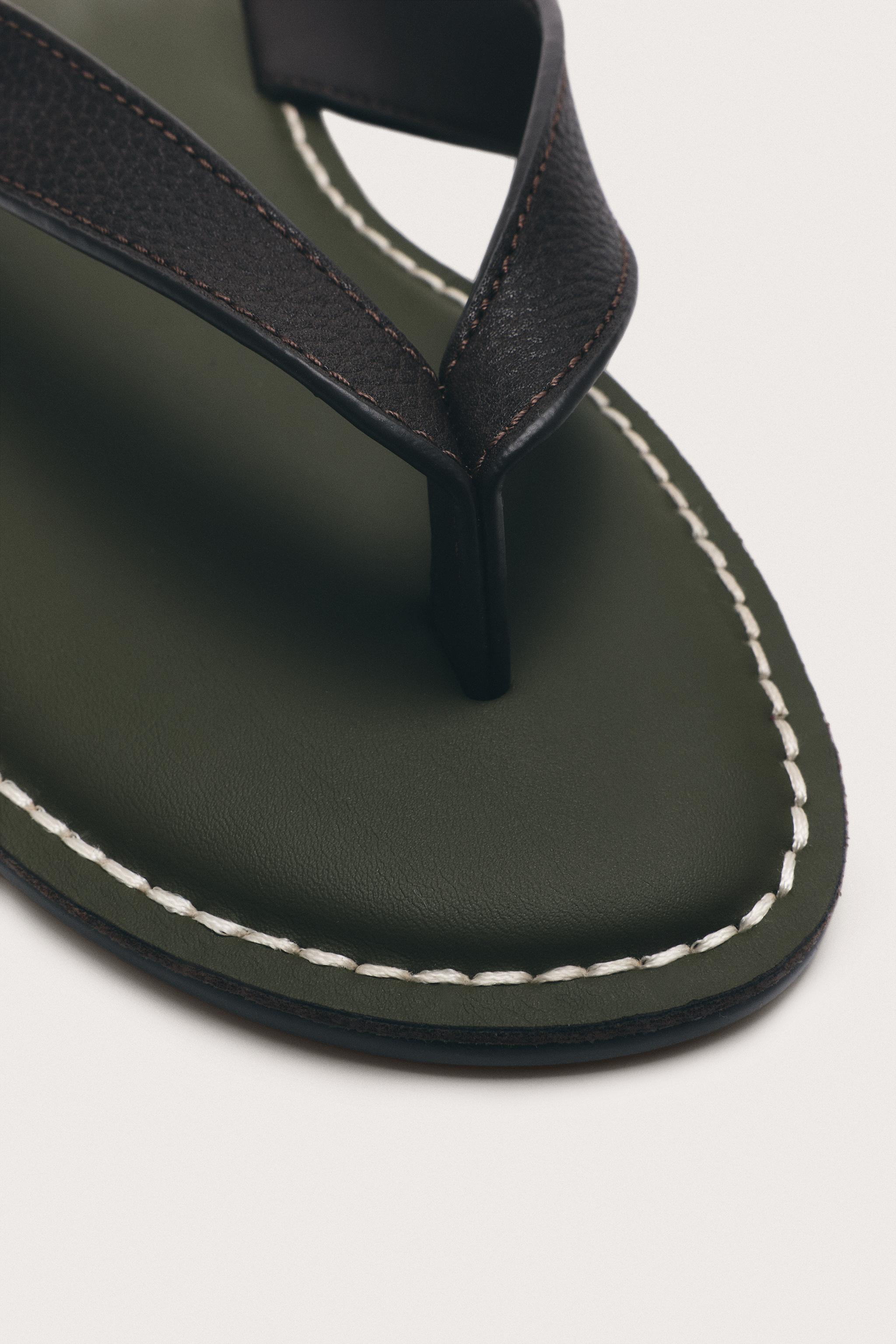Мужские сандалии Zara LIMITED EDITION LEATHER STRAP SANDALS — фото 5